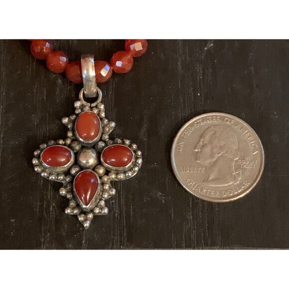 Carnelian Agate and Sterling Silver Pendant and Necklace - Picture 10 of 10